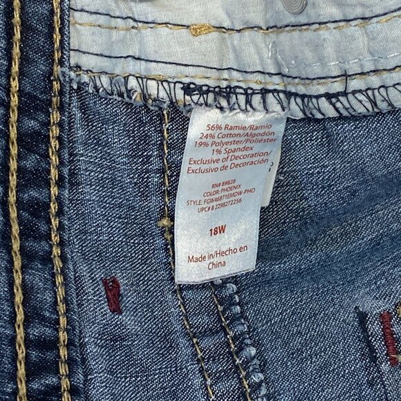 Faded Glory Embroidered Bootcut Joy Jeans 18W Medium Wash Denim Slim Fit Classic - Picture 13 of 14